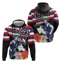Honolulu Running Race Zip Hoodie Hawaii Marathon Kakau Art with Hibiscus and National Flag Style LT03 - Polynesian Pride