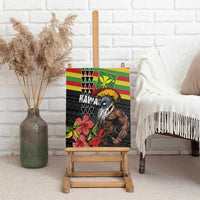 Kanaka Maoli Ikaika Warrior Canvas Wall Art Hibiscus Kakau Art and Tapa Tribal Pattern