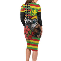 Kanaka Maoli Ikaika Warrior Family Matching Long Sleeve Bodycon Dress and Hawaiian Shirt Hibiscus Kakau Art and Tapa Tribal Pattern LT03 - Polynesian Pride