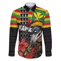 Kanaka Maoli Ikaika Warrior Family Matching Mermaid Dress and Hawaiian Shirt Hibiscus Kakau Art and Tapa Tribal Pattern LT03 Dad's Shirt - Long Sleeve Black - Polynesian Pride