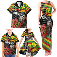 Kanaka Maoli Ikaika Warrior Family Matching Tank Maxi Dress and Hawaiian Shirt Hibiscus Kakau Art and Tapa Tribal Pattern LT03 - Polynesian Pride