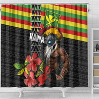 Kanaka Maoli Ikaika Warrior Shower Curtain Hibiscus Kakau Art and Tapa Tribal Pattern LT03 - Polynesian Pride