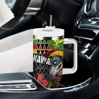 Kanaka Maoli Ikaika Warrior Tumbler With Handle Hibiscus Kakau Art and Tapa Tribal Pattern LT03 - Polynesian Pride