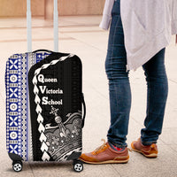Fiji Queen Victoria School Luggage Cover Tapa and Polynesian Tribal Pattern Half Style LT03 Black - Polynesian Pride