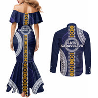 Fiji Ratu Kadavulevu School Couples Matching Mermaid Dress and Long Sleeve Button Shirt Tapa and Polynesian Tribal Pattern LT03 - Polynesian Pride