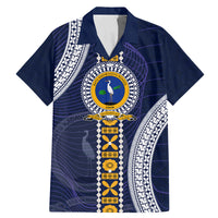 Fiji Ratu Kadavulevu School Family Matching Mermaid Dress and Hawaiian Shirt Tapa and Polynesian Tribal Pattern LT03 Dad's Shirt - Short Sleeve Blue - Polynesian Pride