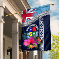 Fiji Lelean Memorial School Garden Flag Tapa and Polynesian Tribal Pattern LT03 House Flag Blue - Polynesian Pride