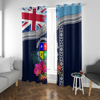 Fiji Lelean Memorial School Window Curtain Tapa and Polynesian Tribal Pattern LT03 With Grommets Blue - Polynesian Pride