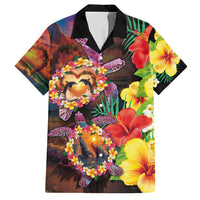 Hawaiian Sea Animals Love Couple Family Matching Off Shoulder Maxi Dress and Hawaiian Shirt Aloha Sunset Symphony