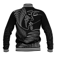 New Zealand Valentine's Day Baseball Jacket Silver Fern and Line Art Love Couple LT03 - Polynesian Pride