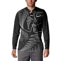 New Zealand Valentine's Day Button Sweatshirt Silver Fern and Line Art Love Couple LT03 - Polynesian Pride