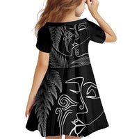 New Zealand Valentine's Day Family Matching Summer Maxi Dress and Hawaiian Shirt Silver Fern and Line Art Love Couple LT03 - Polynesian Pride