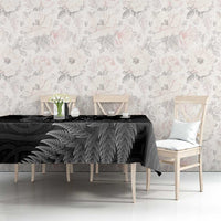 New Zealand Valentine's Day Tablecloth Silver Fern and Line Art Love Couple LT03 - Polynesian Pride