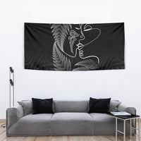 New Zealand Valentine's Day Tapestry Silver Fern and Line Art Love Couple LT03 - Polynesian Pride