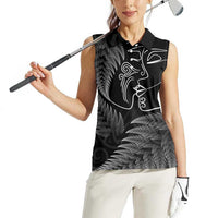 New Zealand Valentine's Day Women Sleeveless Polo Shirt Silver Fern and Line Art Love Couple LT03 - Polynesian Pride