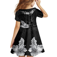 Hawaii Valentine Day Kid Short Sleeve Dress Polynesian Line Art Love Couple Hibiscus Tribal Pattern LT03 - Polynesian Pride