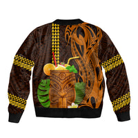 Hawaii Tiki Mask Cocktail Sleeve Zip Bomber Jacket Kakau Tattoo LT03 - Polynesian Pride