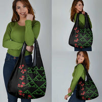 Hawaiian Green Kakau Art Tattoo-Ohia Lehua and Taro Leaves Grocery Bag LT03 - Polynesian Pride