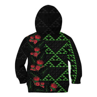 Hawaiian Green Kakau Art Tattoo-Ohia Lehua and Taro Leaves Kid Hoodie