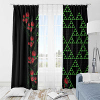 Hawaiian Green Kakau Art Tattoo-Ohia Lehua and Taro Leaves Window Curtain LT03 - Polynesian Pride