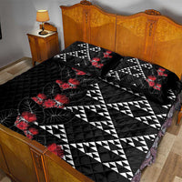 Hawaiian White Kakau Art Tattoo-Ohia Lehua and Taro Leaves Quilt Bed Set