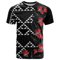 Hawaiian White Kakau Art Tattoo-Ohia Lehua and Taro Leaves T Shirt