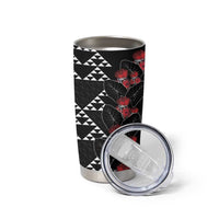 Hawaiian White Kakau Art Tattoo-Ohia Lehua and Taro Leaves Tumbler Cup
