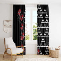 Hawaiian White Kakau Art Tattoo-Ohia Lehua and Taro Leaves Window Curtain LT03 - Polynesian Pride