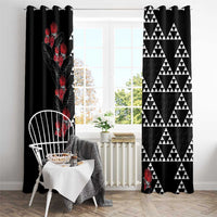 Hawaiian White Kakau Art Tattoo-Ohia Lehua and Taro Leaves Window Curtain LT03 - Polynesian Pride