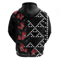 Hawaiian White Kakau Art Tattoo-Ohia Lehua and Taro Leaves Zip Hoodie LT03 - Polynesian Pride