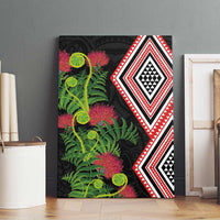Aotearoa Tukutuku Motif Canvas Wall Art Pohutukawa and Fern Leaves LT03 - Polynesian Pride