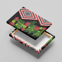 Aotearoa Tukutuku Motif Canvas Wall Art Pohutukawa and Fern Leaves LT03 - Polynesian Pride