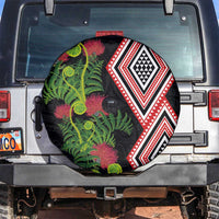 Aotearoa Tukutuku Motif Spare Tire Cover Pohutukawa and Fern Leaves