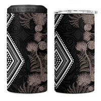 Aotearoa Tukutuku Motif 4 in 1 Can Cooler Tumbler Pohutukawa and Fern Leaves Grayscale Color LT03 One Size: 16 oz Black - Polynesian Pride