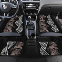 Aotearoa Tukutuku Motif Car Mats Pohutukawa and Fern Leaves Grayscale Color LT03 Set 4pcs Black - Polynesian Pride