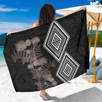 Aotearoa Tukutuku Motif Sarong Pohutukawa and Fern Leaves Grayscale Color