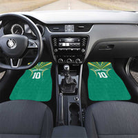 Custom Cook Islands Rugby Car Mats Tatau Art Sport Style Green Color