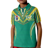 Custom Cook Islands Rugby Kid Polo Shirt Tatau Art Sport Style Green Color LT03 Kid Green - Polynesian Pride