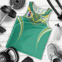 Custom Cook Islands Rugby Men Tank Top Tatau Art Sport Style Green Color LT03 - Polynesian Pride