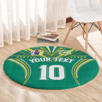 Custom Cook Islands Rugby Round Carpet Tatau Art Sport Style Green Color