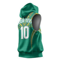 Custom Cook Islands Rugby Sleeveless Hoodie Tatau Art Sport Style Green Color LT03 - Polynesian Pride