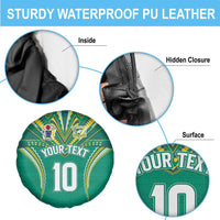 Custom Cook Islands Rugby Spare Tire Cover Tatau Art Sport Style Green Color LT03 - Polynesian Pride