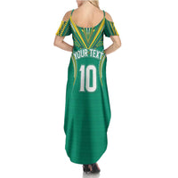 Custom Cook Islands Rugby Summer Maxi Dress Tatau Art Sport Style Green Color LT03 - Polynesian Pride
