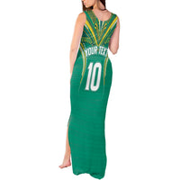 Custom Cook Islands Rugby Tank Maxi Dress Tatau Art Sport Style Green Color LT03 - Polynesian Pride