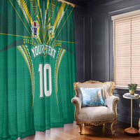 Custom Cook Islands Rugby Window Curtain Tatau Art Sport Style Green Color