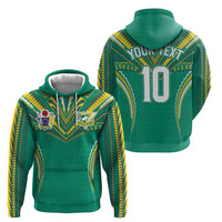 Custom Cook Islands Rugby Zip Hoodie Tatau Art Sport Style Green Color