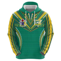 Custom Cook Islands Rugby Zip Hoodie Tatau Art Sport Style Green Color