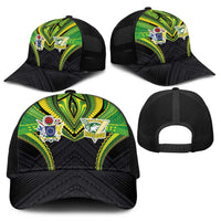 Cook Islands Rugby Baseball Net Cap Tatau Art Sport Style Black Color