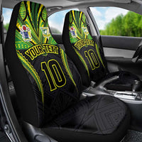 Custom Cook Islands Rugby Car Seat Cover Tatau Art Sport Style Black Color LT03 - Polynesian Pride