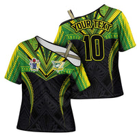 Custom Cook Islands Rugby Cross Shoulder Shirt Tatau Art Sport Style Black Color LT03 - Polynesian Pride